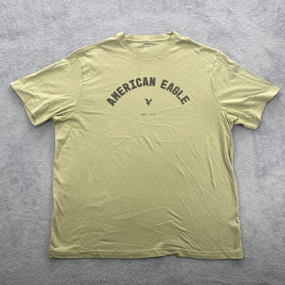 American Eagle T-Shirt Mens Large Green Graphic Logo Super Soft Standard Fit